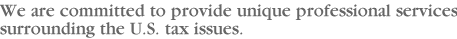 We are committed to provide unique professional services surrounding the U.S. tax issues.